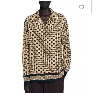 Sandro Black and Tan Geometric Shirt